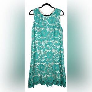 Chic Teal Floral Lace Sleeveless Crocheted Lace Dress! NWOT💕